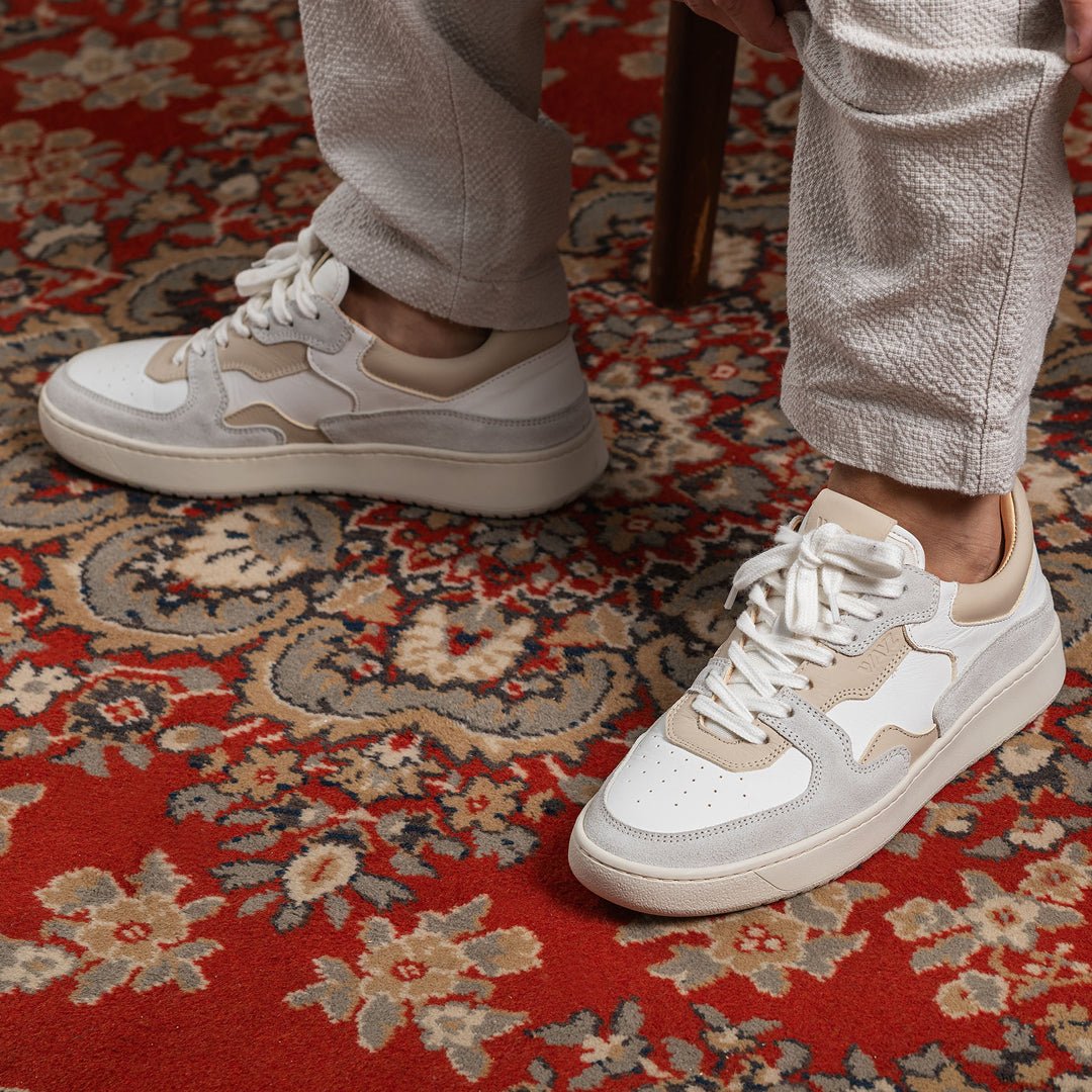 THE SONDER SNEAKERS - White Grey Almond Milk - Wayz Sneakers - ethical sneakers with a humanistic footprint
