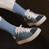 Wayz Grit Blue Jeans sneakers on black background