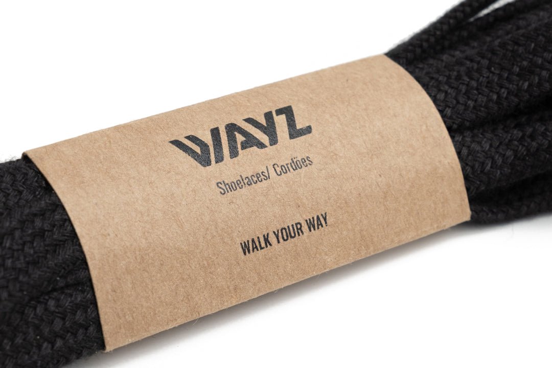 Cotton SHOELACES - Black - Wayz Sneakers - ethical sneakers with a humanistic footprint