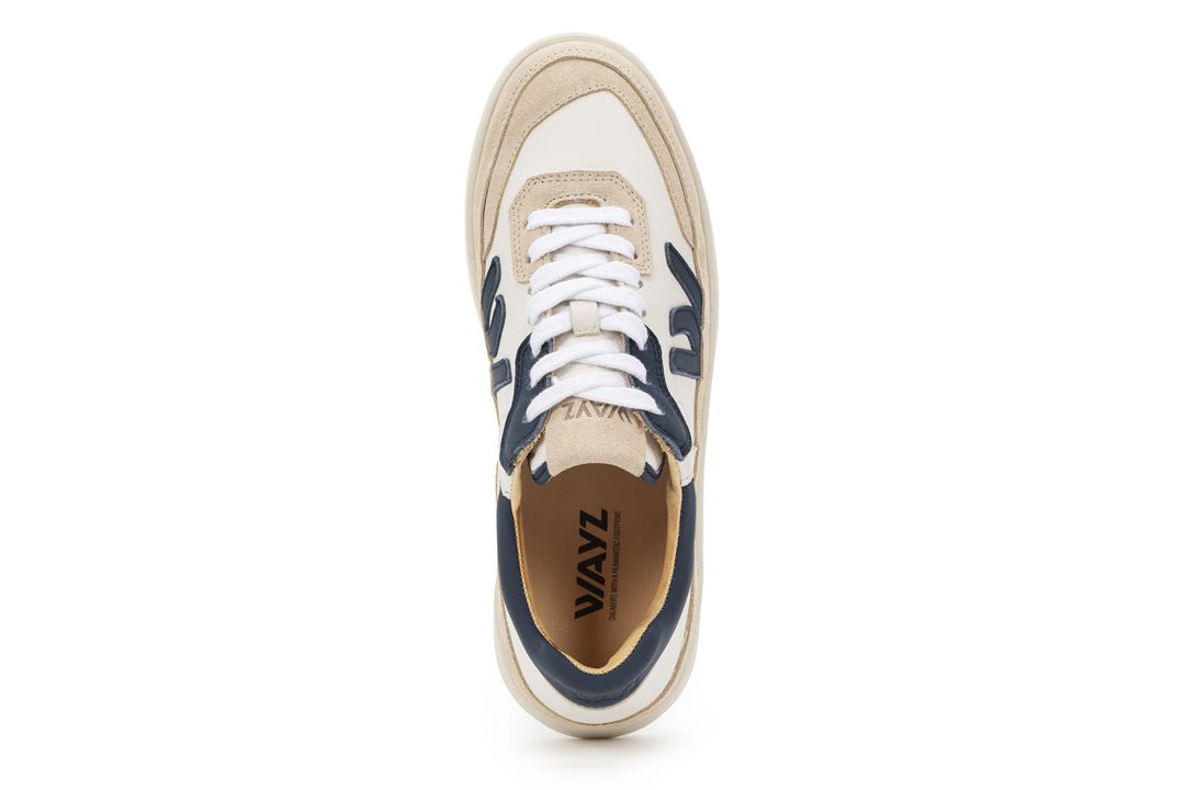 THE MISFIT SNEAKERS - White Blue Almond Milk - Wayz Sneakers - ethical sneakers with a humanistic footprint