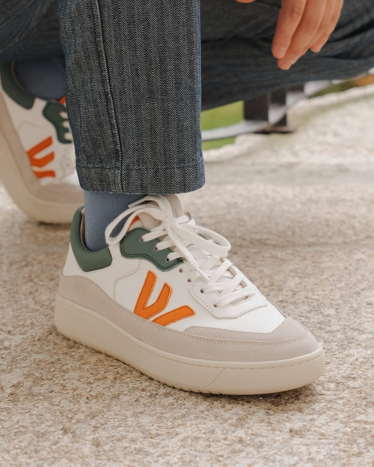 THE MISFIT SNEAKERS - White Green Orange - Wayz Sneakers - ethical sneakers with a humanistic footprint