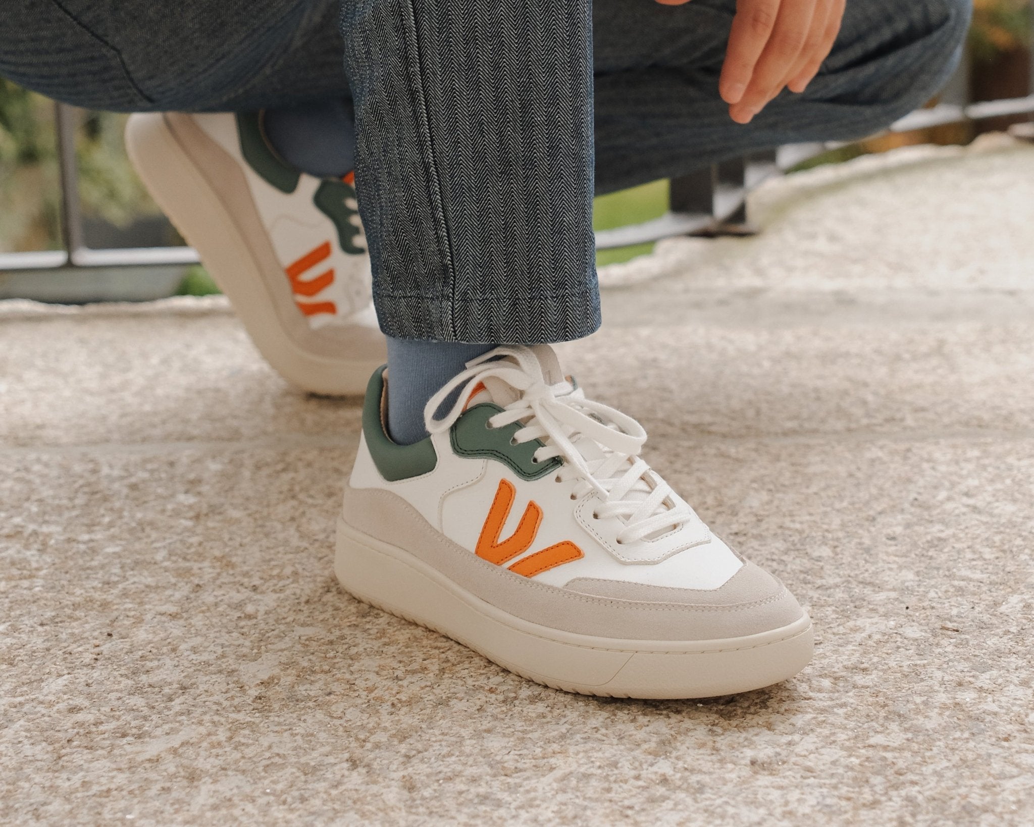 THE MISFIT SNEAKERS - White Green Orange - Wayz Sneakers - ethical sneakers with a humanistic footprint