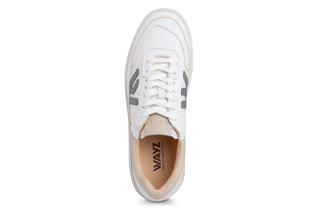 THE MISFIT SNEAKERS - White Grey Almond Milk - Wayz Sneakers - ethical sneakers with a humanistic footprint