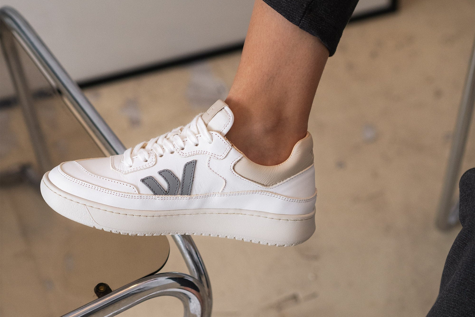 THE MISFIT SNEAKERS - White Grey Almond Milk - Wayz Sneakers - ethical sneakers with a humanistic footprint