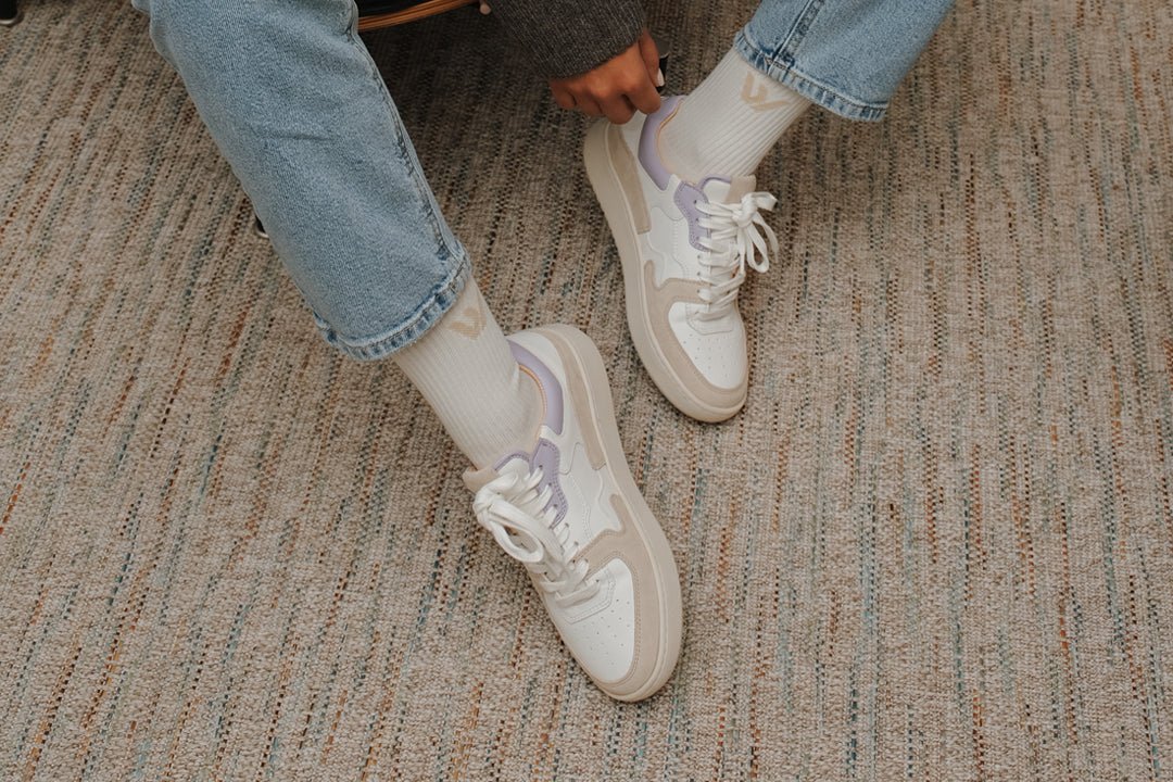 THE SONDER SNEAKERS - White Beige Lilla - Wayz Sneakers - ethical sneakers with a humanistic footprint