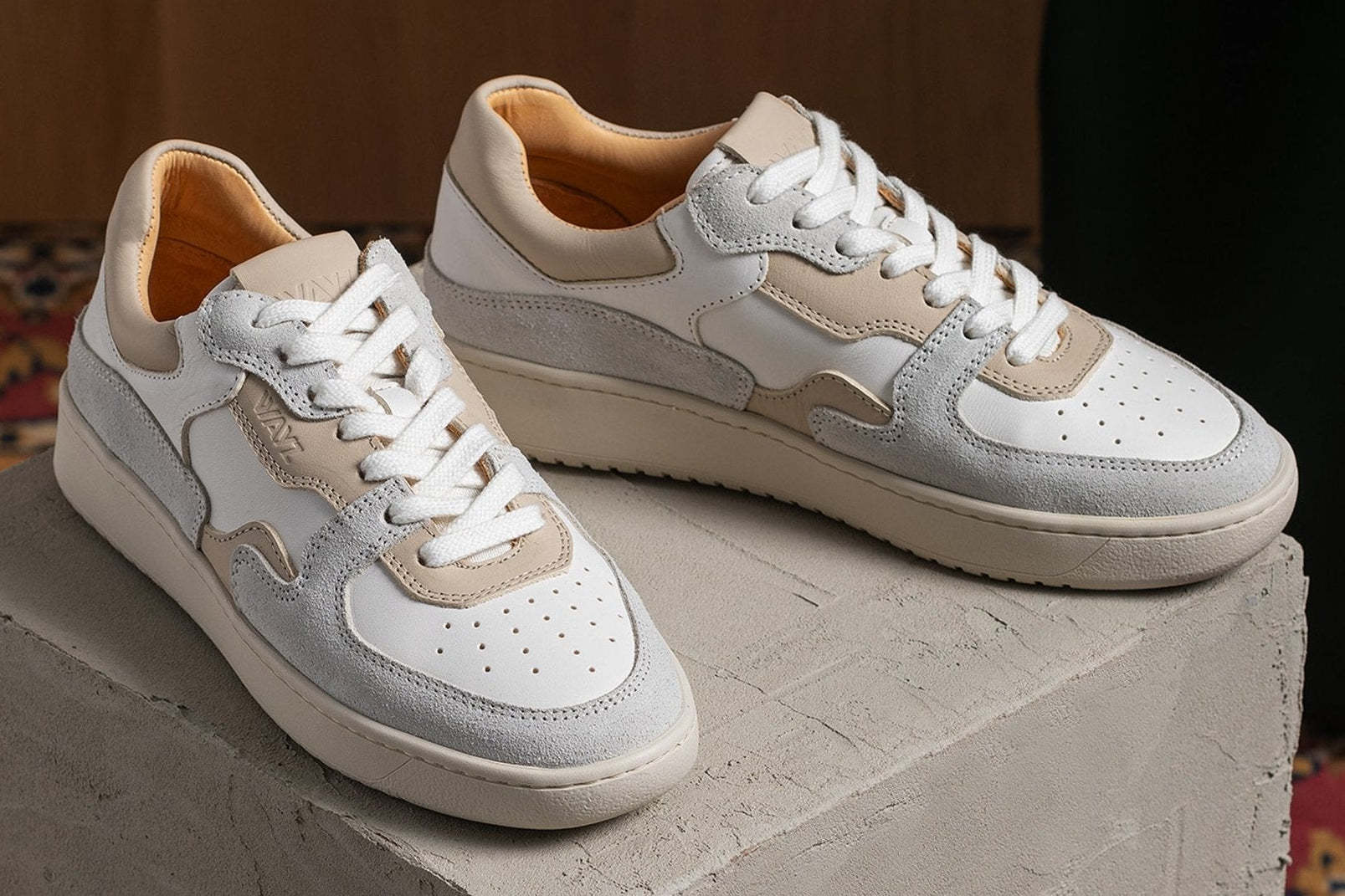 THE SONDER SNEAKERS - White Grey Almond Milk - Wayz Sneakers - ethical sneakers with a humanistic footprint