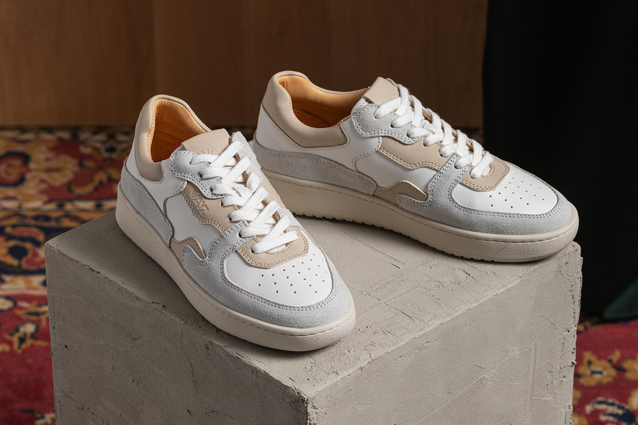 THE SONDER SNEAKERS - White Grey Almond Milk - Wayz Sneakers - ethical sneakers with a humanistic footprint