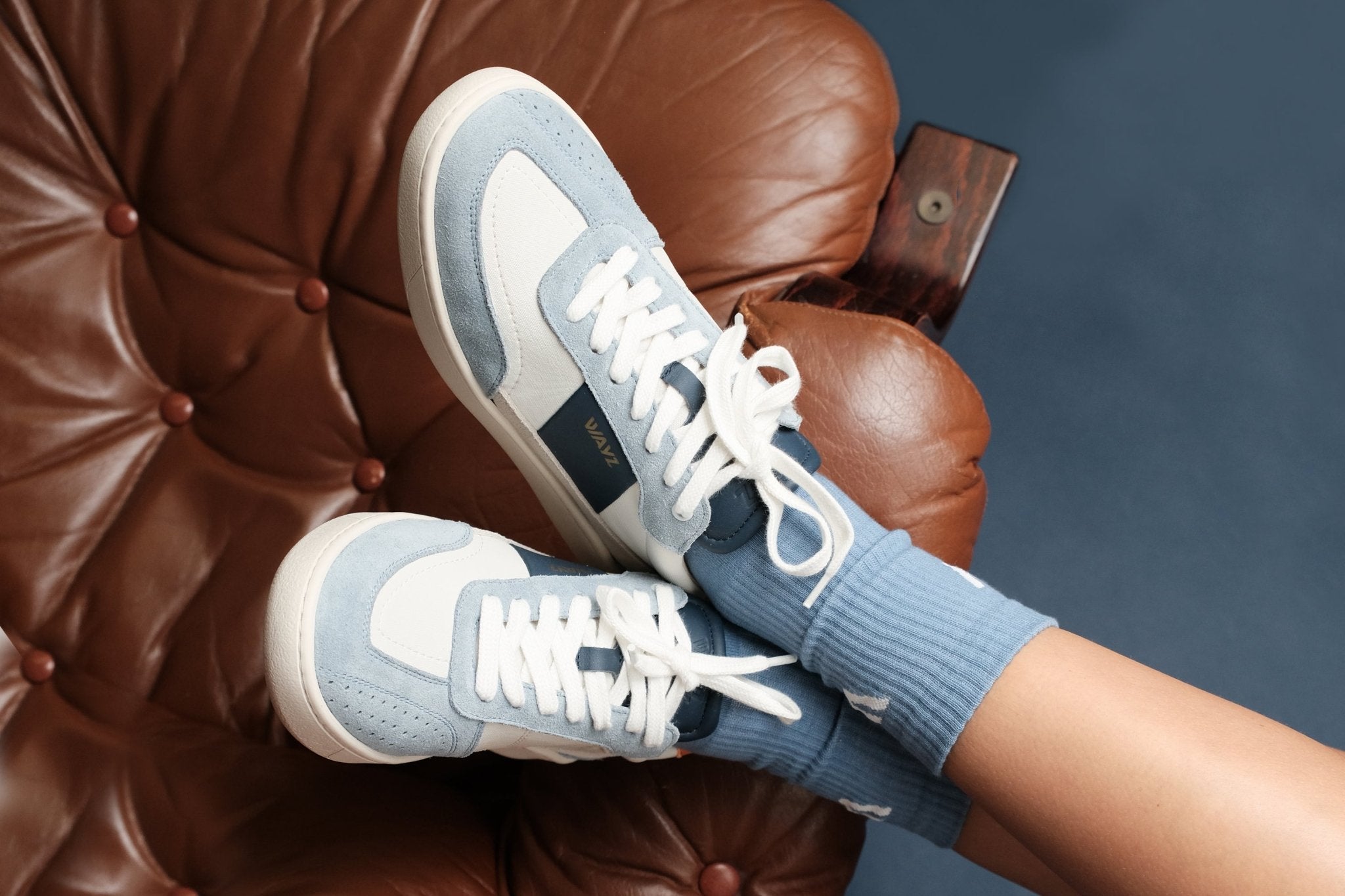 THE SPARK SNEAKERS - Blue Sky Orange - Wayz Sneakers - ethical sneakers with a humanistic footprint