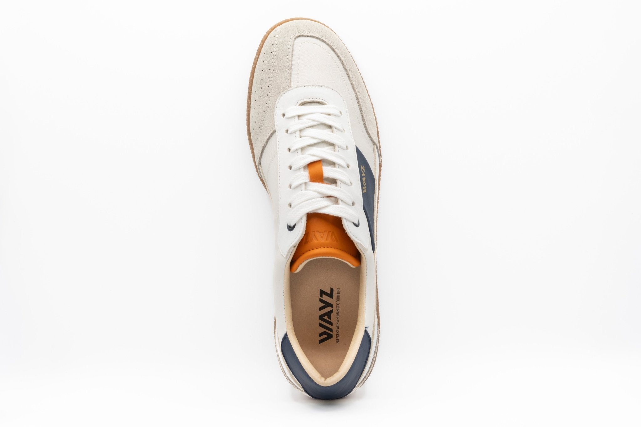 THE SPARK SNEAKERS - White Blue Orange - Wayz Sneakers - ethical sneakers with a humanistic footprint