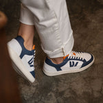 THE WANDERER SNEAKERS - White Blue Orange - Wayz Sneakers - ethical sneakers with a humanistic footprint