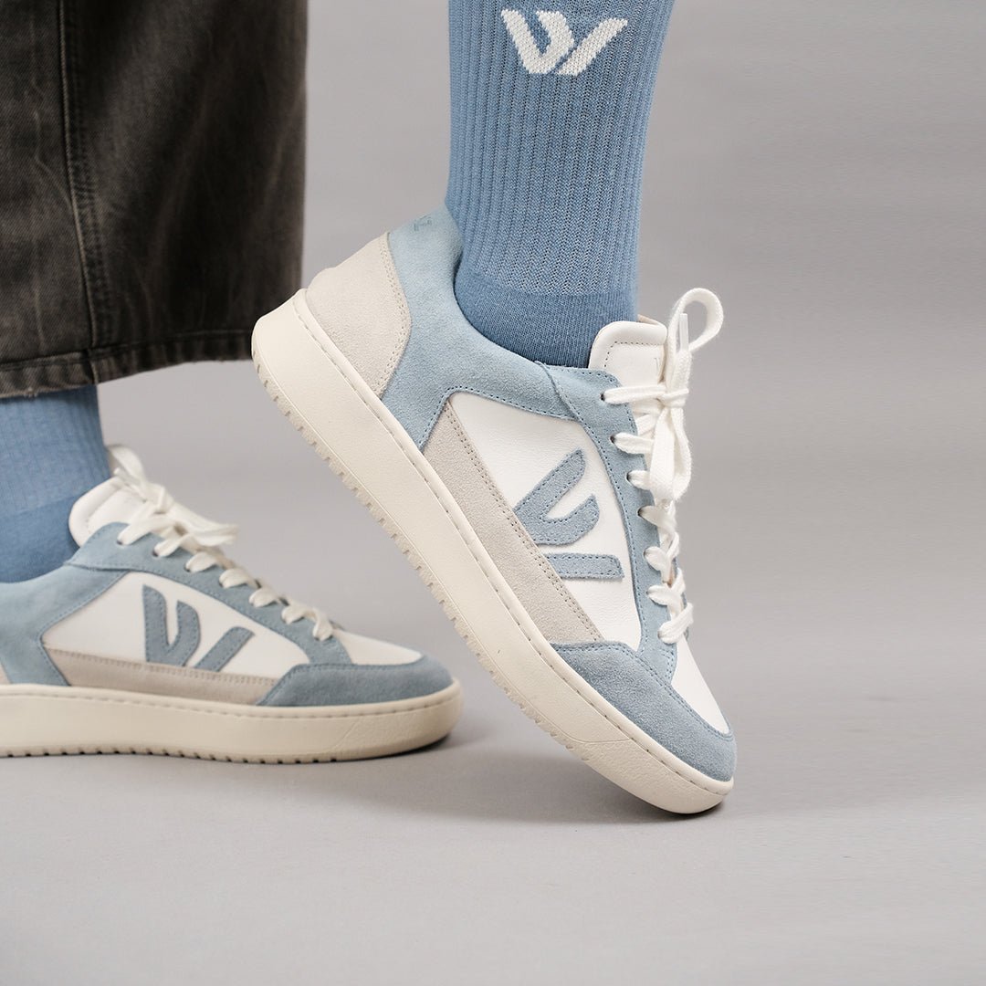 THE WANDERER SNEAKERS - White Grey Blue Sky - Wayz Sneakers - ethical sneakers with a humanistic footprint