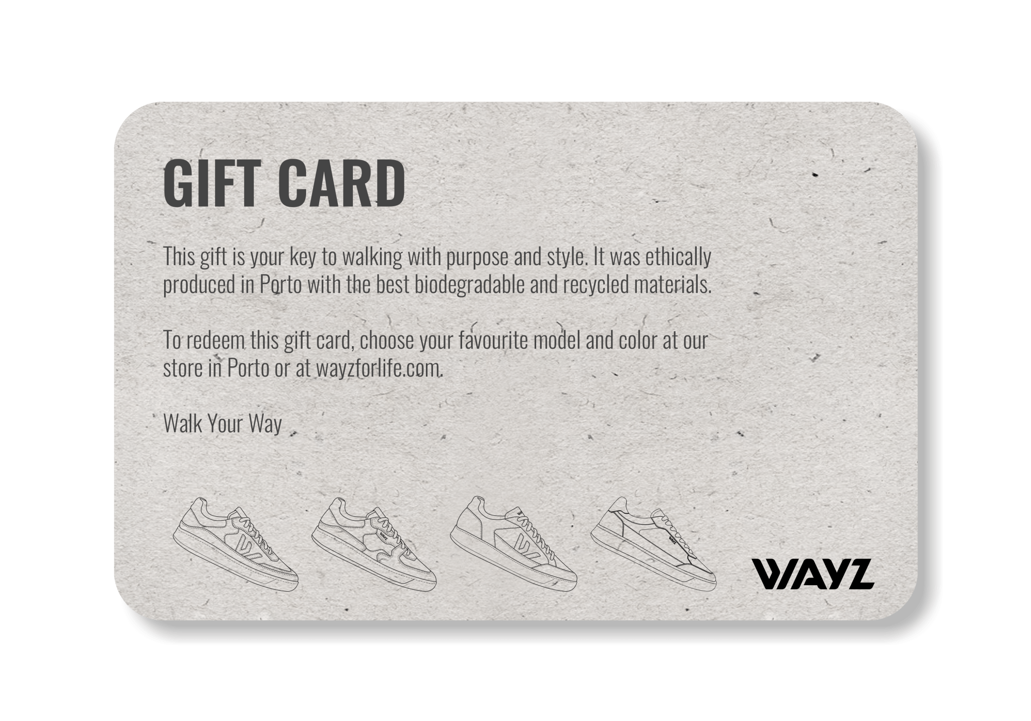 Wayz - Gift Card - Wayz Sneakers - ethical sneakers with a humanistic footprint