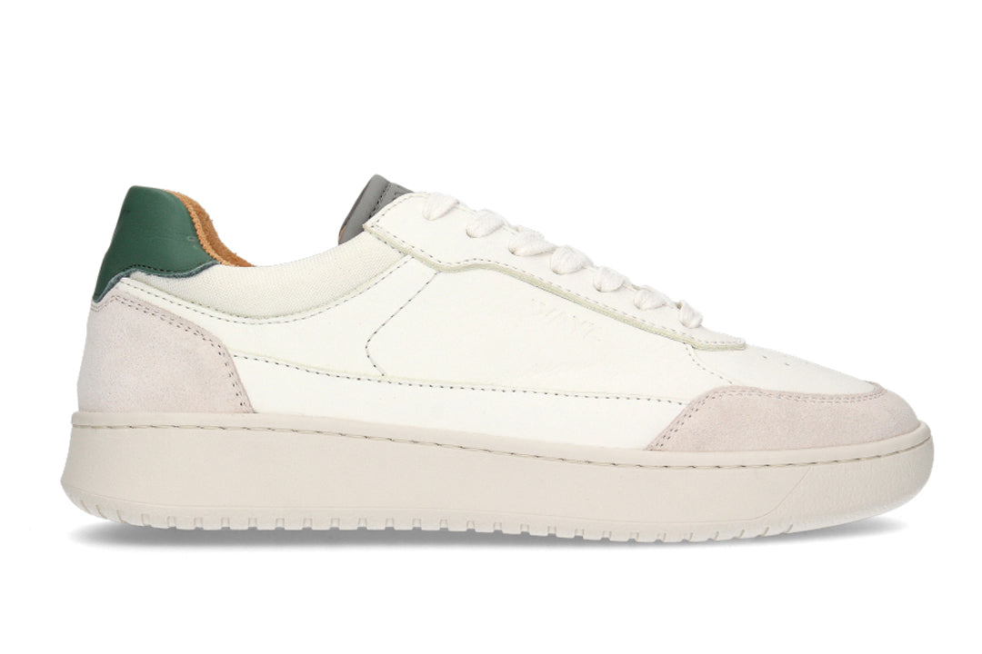 Our Hedonist White Grey Green Vegetable Tanned Leather Sneakers - side view