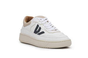 White Grey Almond Milk Misfit Veg Tan Leather Sneakers - Front View | Wayz Sneakers