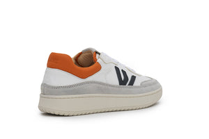 White Grey Orange Misfit Veg Tan Leather Sneakers - Back View | Wayz Sneakers