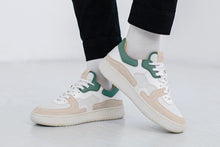 Load image into Gallery viewer, People wearing our Sonder White Green Almond Milk Vegetable Tanned Leather Sneakers - Side view 2 | Wayz Sneakers