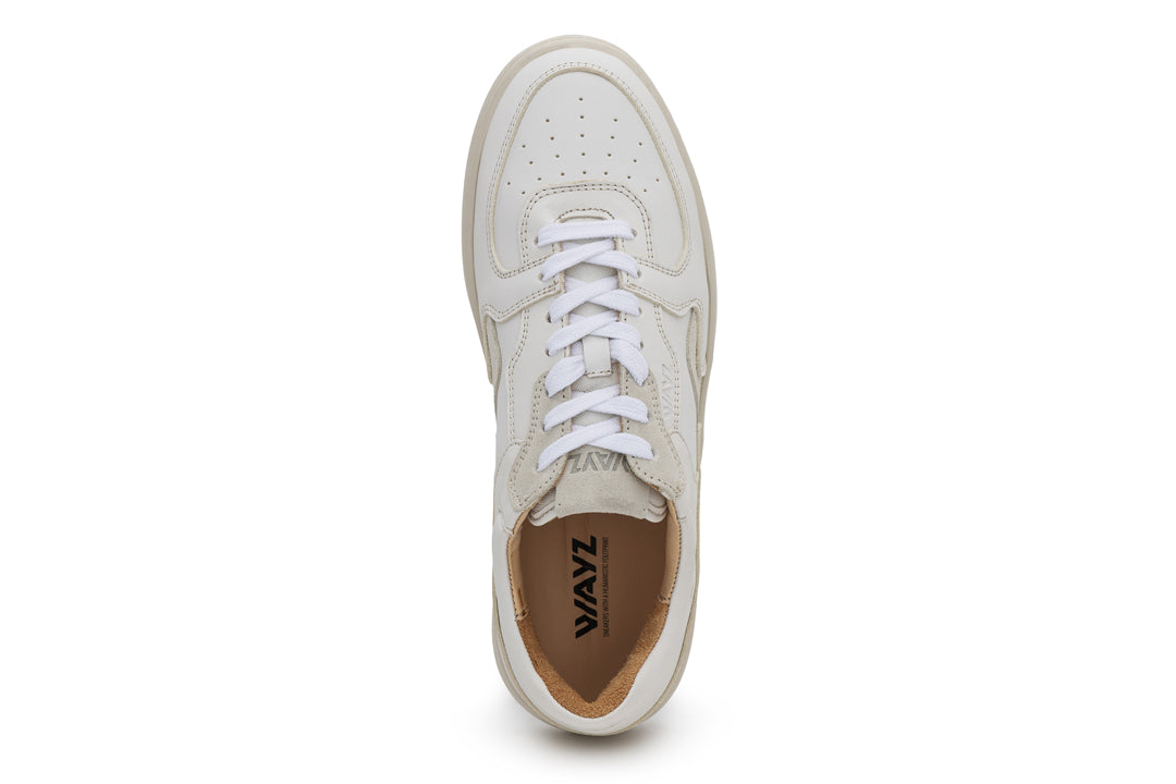 Sonder Shoes White Grey Full Leather Vegetable Tanned Leather Sneakers - top view  | Wayz Sneakers