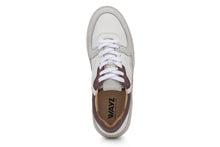 Load image into Gallery viewer, Sonder Shoes Dry Rose White Grey Veg-Tan Leather Sneakers - top view  | Wayz Sneakers