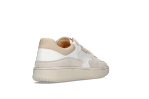 Sonder Shoes White Grey Almond Milk Vegetable Tanned Leather Sneakers - back view  | Wayz Sneakers